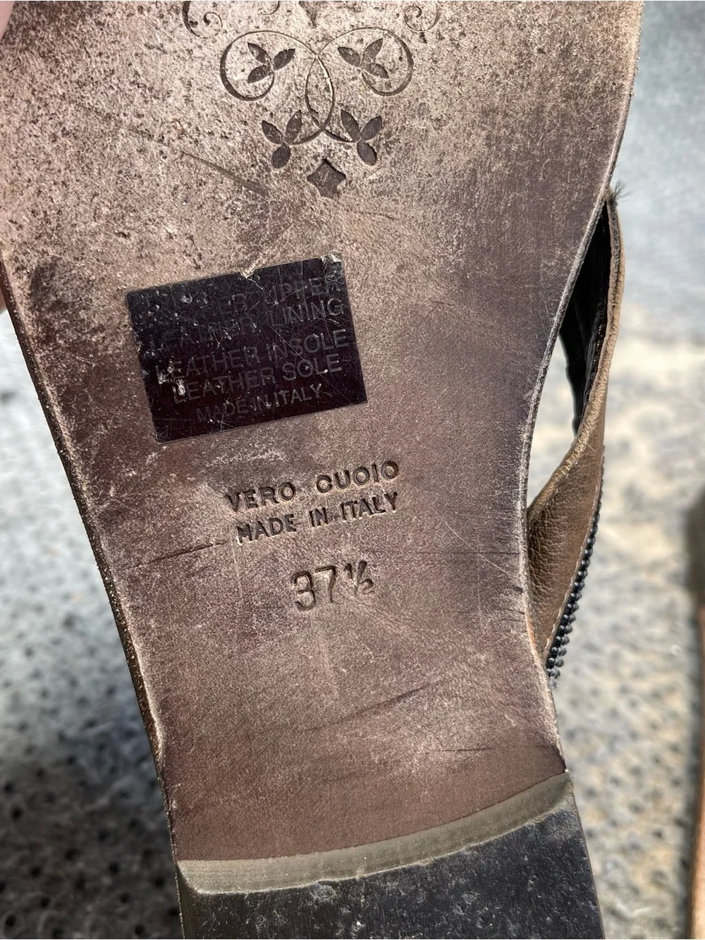Vero Cuoio Tan Brown Sandals Size 37.5 UK 6.5 US Women’s.
